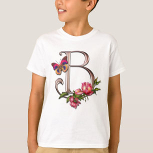 CAMISETA LETRA B DEL MONOGRAMA CON LOS ROSAS Y LA MARIPOSA