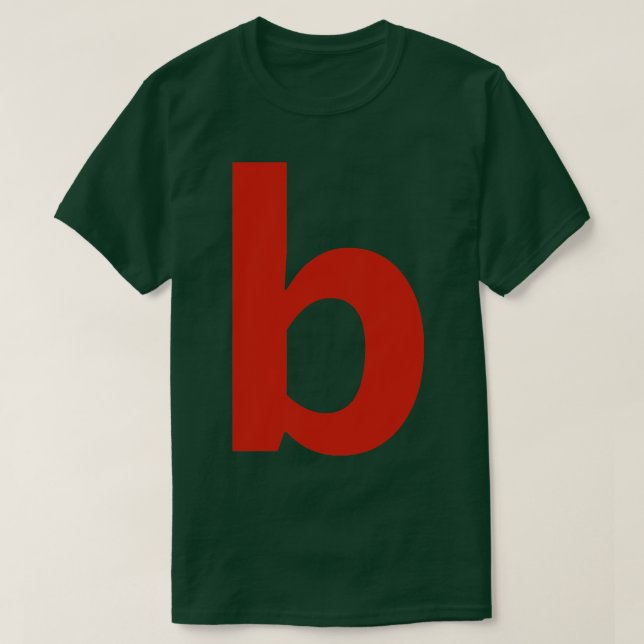 Camiseta Letra b en texto rojo tipografía mínima (Diseño del anverso)