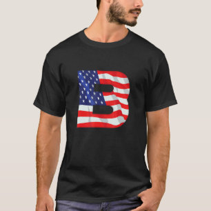 Camiseta Letra B mayúscula Alphabet Estados Unidos Bandera 