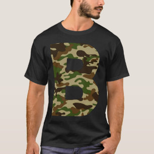 Camiseta Letra B mayúscula Camuflaje alfabético inicial