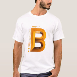 Camiseta Letra B – Monograma 3D ámbar en negro profundo