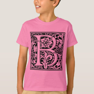 Camiseta Letra B Monograma medieval Art Nouveau