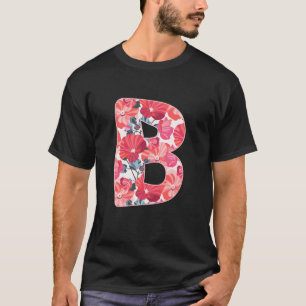 Camiseta Letra B Rótulo Alfabeto Apellido Consonantes Flor