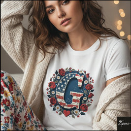 Camiseta Letra Bandera G Rosas Corona Monograma