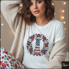 Camiseta Letra Bandera I Rosas Corazón Corona