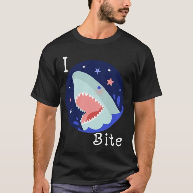 Camiseta Letra bite tiburón-blanca (Anverso)