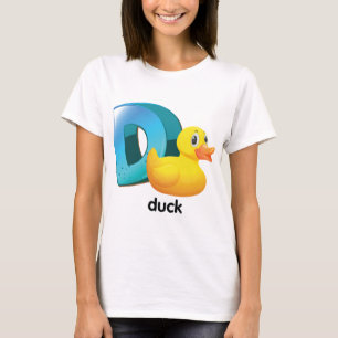 Camiseta Letra Brillante Alfabeto Pato D