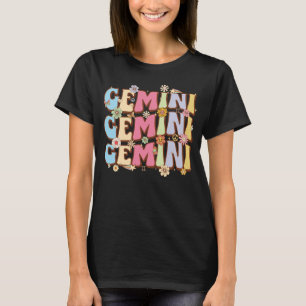 Camiseta Letra Burbuja de Patrón Colorido de Géminis