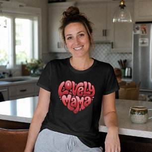 Camiseta Letra Burbuja Roja Mama Linda