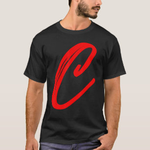 Camiseta Letra C Alfabeto Grande Gráfico Inicial Rojo
