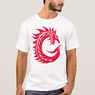 Camiseta Letra C de estilo dragón, alfabeto de dragón, mono