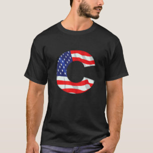 Camiseta Letra C mayúscula alfabeto bandera de EE. UU. Mono