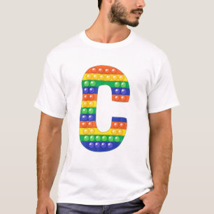 Camiseta Letra C mayúscula Alfabeto Fidget Pop It Funny Mat