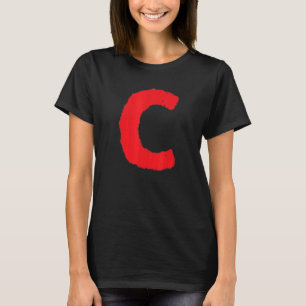 Camiseta Letra C mayúscula Letras de esbozo rojo negrita in