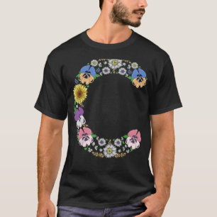 Camiseta Letra C Monograma inicial Pansies Alfabeto floral