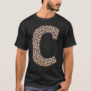 Camiseta letra C patrón de impresión de piel leopardo nombr