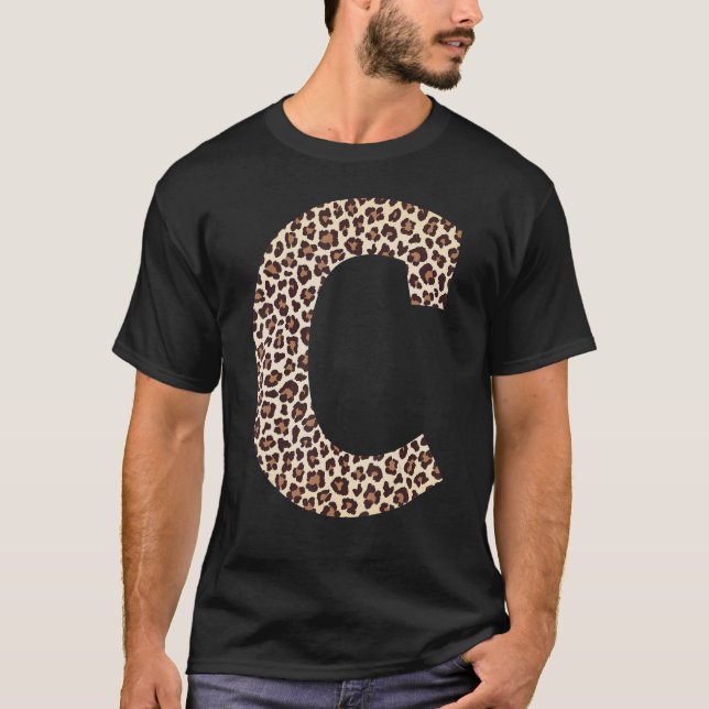 Camiseta letra C patrón de impresión de piel leopardo nombr (Anverso)