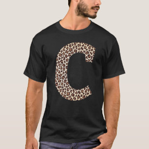 Camiseta letra C patrón de impresión de piel leopardo nombr