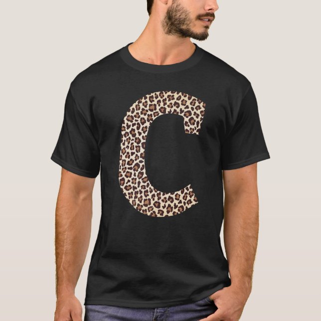 Camiseta letra C patrón de impresión de piel leopardo nombr (Anverso)