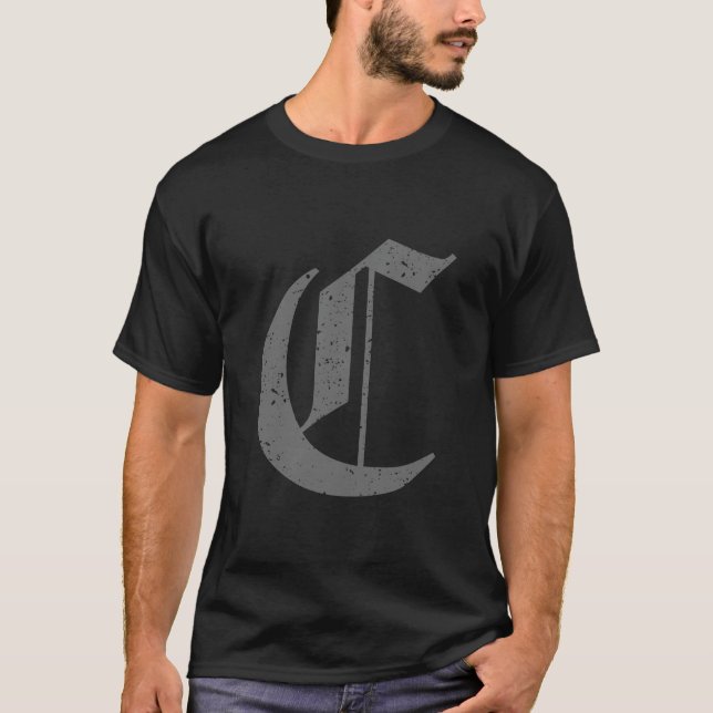Camiseta Letra caligráfica mayúscula C Grunge (Anverso)