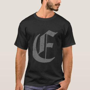 Camiseta Letra caligráfica mayúscula E grunge