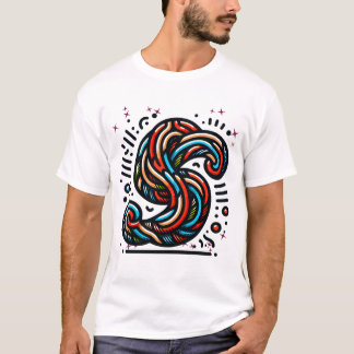 Camiseta Letra colorida abstracta giratoria "S"