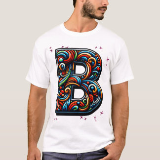 Camiseta Letra colorida de giro abstracta "B"