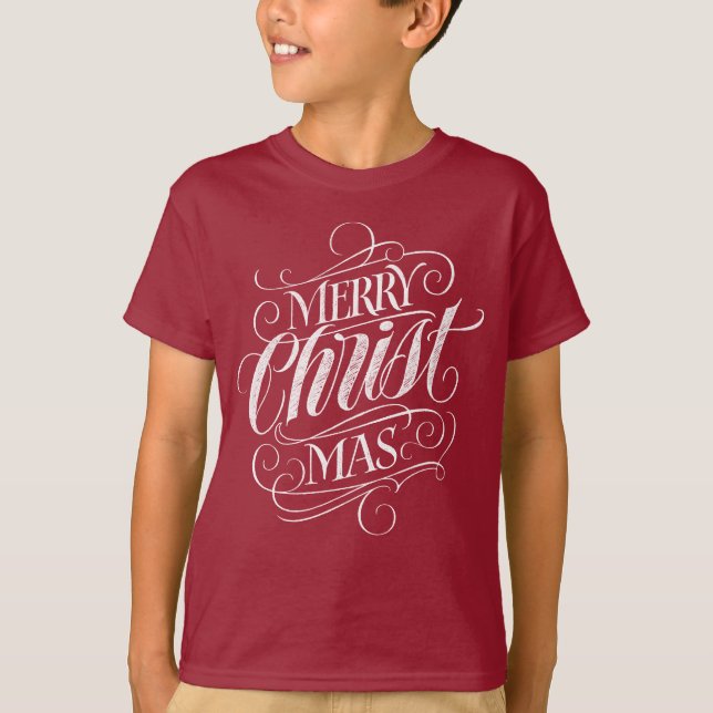 Camiseta Letra cristiana de los Navidades en el tablero de  (Anverso)