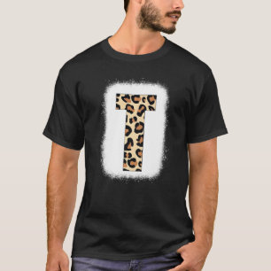 Camiseta Letra curetah impresa T letra inicial T leopardo B