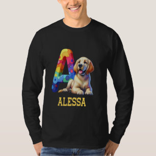 Camiseta Letra cute dogs alessa nombre perro arco iris