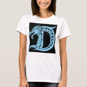 Camiseta Letra D de estilo dragón, alfabeto de dragón, mono