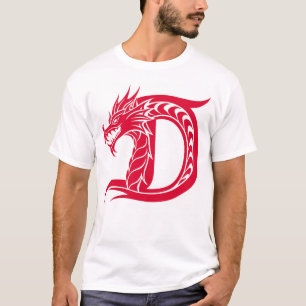 Camiseta Letra D de estilo dragón, alfabeto de dragón, mono