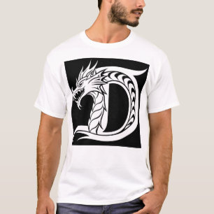 Camiseta Letra D de estilo dragón, alfabeto de dragón, mono