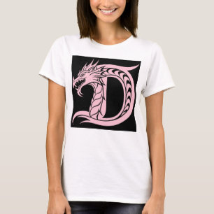 Camiseta Letra D de estilo dragón, alfabeto de dragón, mono