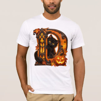 Camiseta Letra D de Halloween Gótica - Calabaza Espeluznant