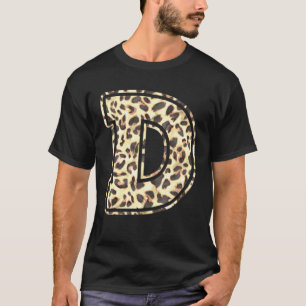 Camiseta Letra D Inicial Leopardo Guepardo Estampado Modern