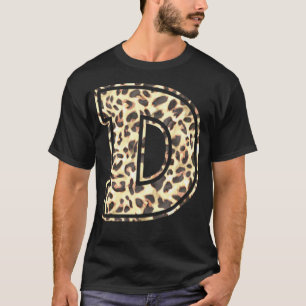 Camiseta Letra D Leopardo inicial Cheetah Imprimir agua de 