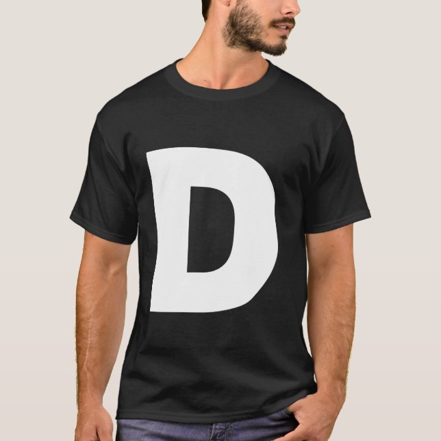 Camiseta Letra D mayúscula Texto negrita blanco sencillo (Anverso)