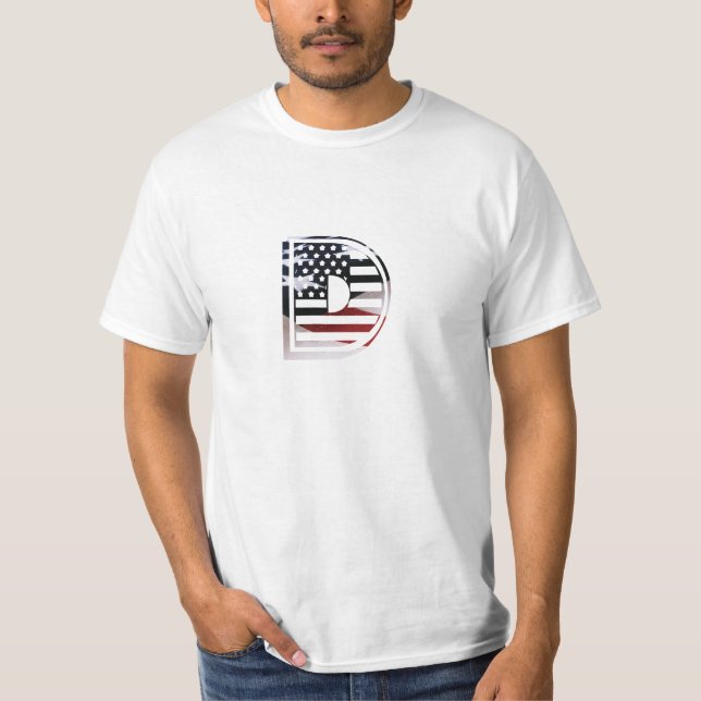 Camiseta Letra D Monograma inicial USA (Anverso)