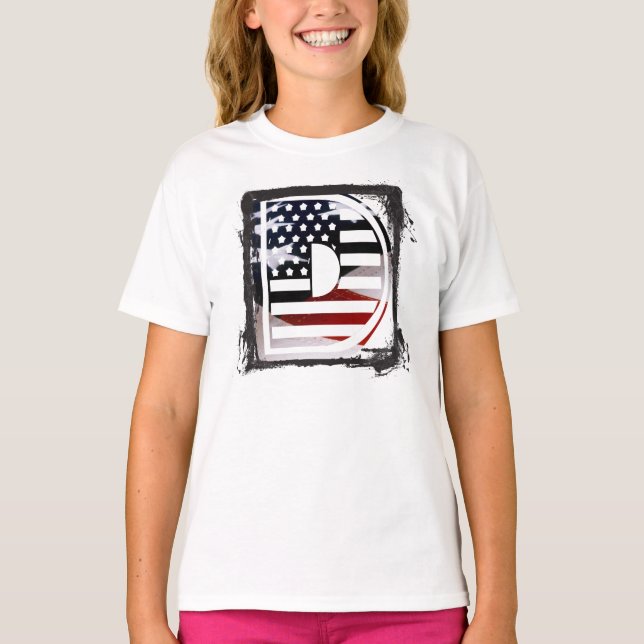 Camiseta Letra D Monograma inicial USA (Anverso)