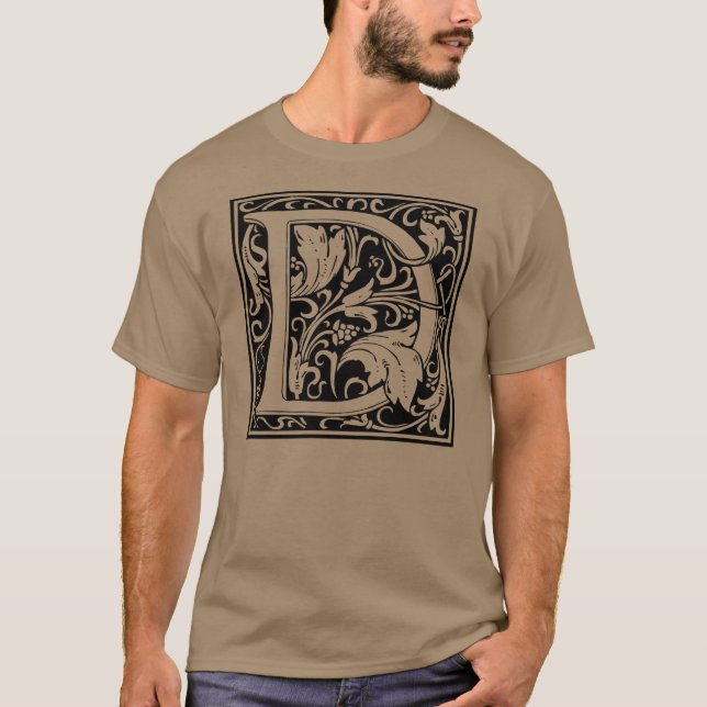 Camiseta Letra D Monograma medieval Art Nouveau (Anverso)