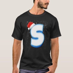 Camiseta Letra de alfabeto monograma de S Navidades de capi
