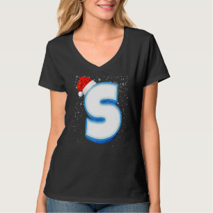 Camiseta Letra de alfabeto monograma de S Navidades de capi