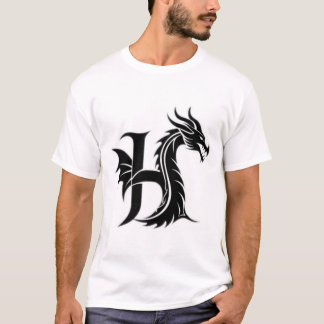 Camiseta Letra de dragón H – Diseño fuerte de dragón de fan