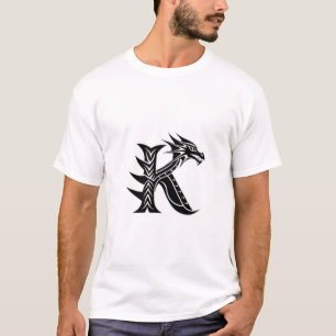 Camiseta Letra de dragón K – Diseño inicial de dragón afila