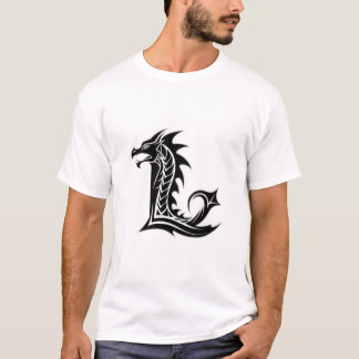 Camiseta Letra de dragón L – Diseño de alfabeto de dragón e