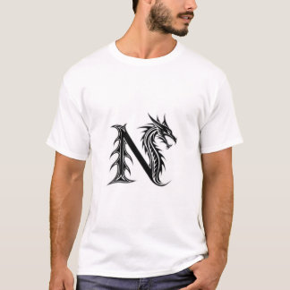 Camiseta Letra de dragón N – Diseño de dragón de fantasía o