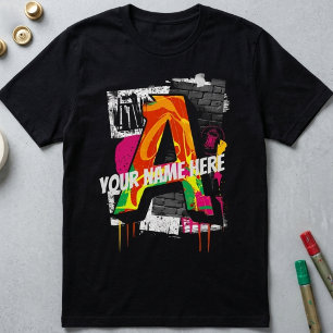 Camiseta Letra de estilo graffiti de personalizable "A" grá