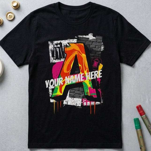 Camiseta Letra de estilo graffiti de personalizable "A" grá (Subido por el creador)