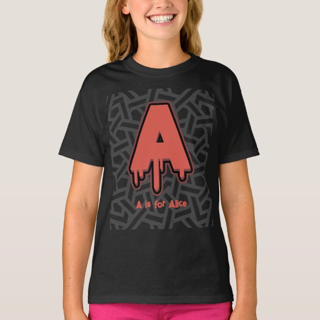 Camiseta Letra de fusión A - regalo de cumpleaños con nombr (Anverso)